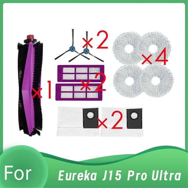 11 kpl Eureka J15 Pro Ultra -imurin harjoja/suodattimia/moppityyny