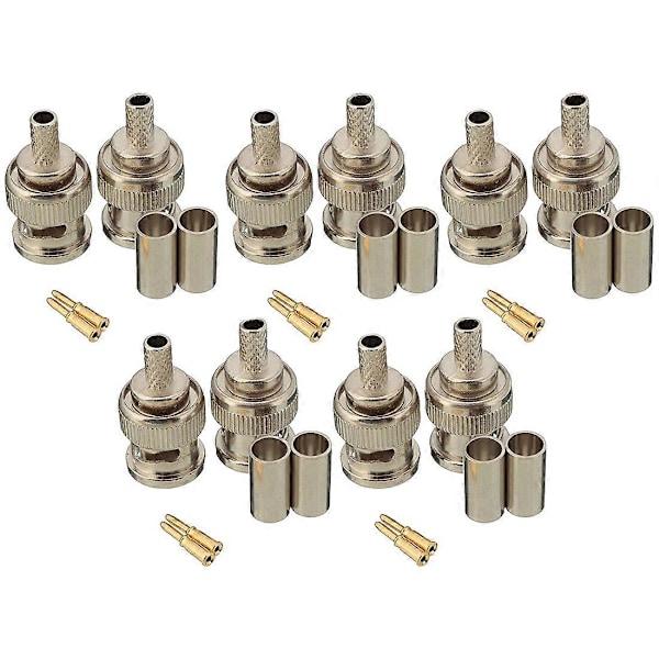 10 Set 3-delars BNC Hane RG58 Kontaktpresskontakter
