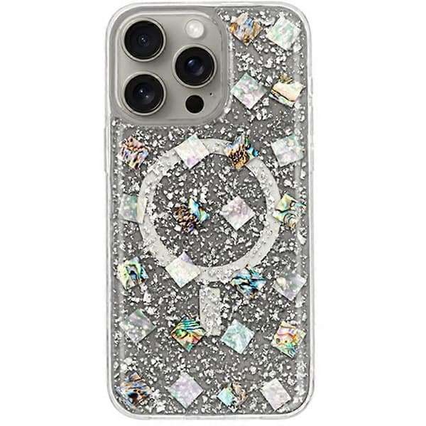 Flash til iPhone 16 Pro Max etui med skinnende TPU+PC telefoncover med muslingeskal Multicolor Grey
