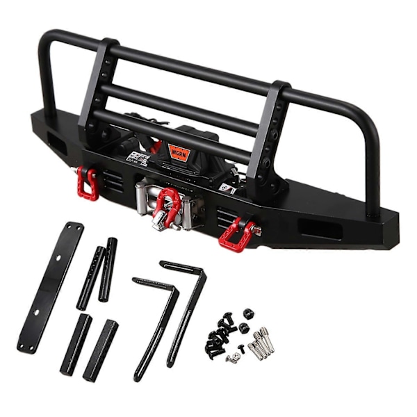 Metall Främre Stötfångare med Vinsch Fjärrkontrollsystem för 1/10 RC Crawler TRX4 Axial SCX10 & SCX10
