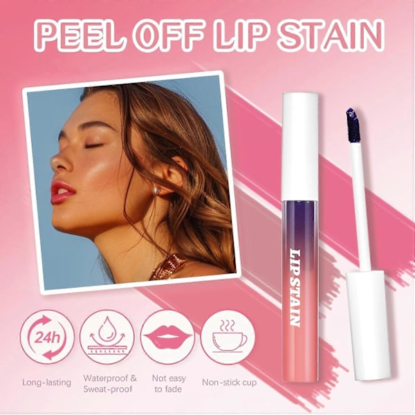 3 stk. Lip Stain, Peel Off Lip Liner Tattoo - Langvarig, Vanntett & Overføringssikker Lip Tint med Matt Finish, Høyt Pigmentert Farge