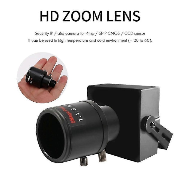 CCTV-objektiv 1/2,5 tum 6-22mm 5MP M12-fäste Variabelt objektiv F1.6 för 4MP/5MP CMOS/CCD-sensor Säkerhet