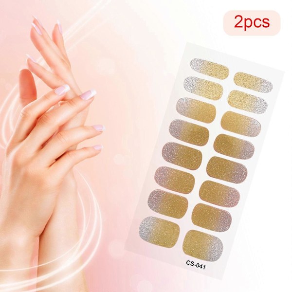 2 st Nagelstickers Nageltillbehör Press on Naglar, Gradientfärger, Hela Omslag 8 Blandade Storlekar Nageldekaler Nagelkonstdekoration för Hem DIY Nagelkonst