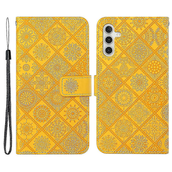 Til Samsung Galaxy A35 5G Mobiltelefon Etui Præget Etnisk Blomst Læderpung Stand Cover