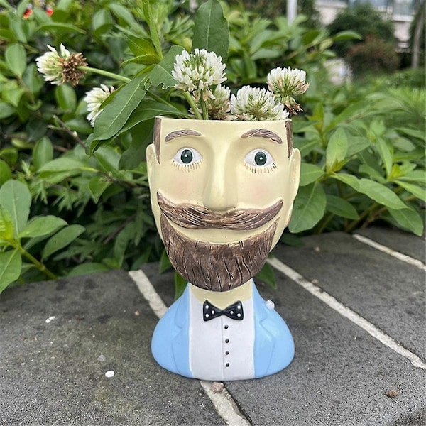 Sukulent Planter Manlig Blomkruka Kaktus Växtkruka Harts Hantverk Landskap Bonsai Planteringskrukor Ornament A