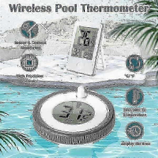 Trådlös flytande pooltermometer, vattentät digital display för brittiska simbassänger