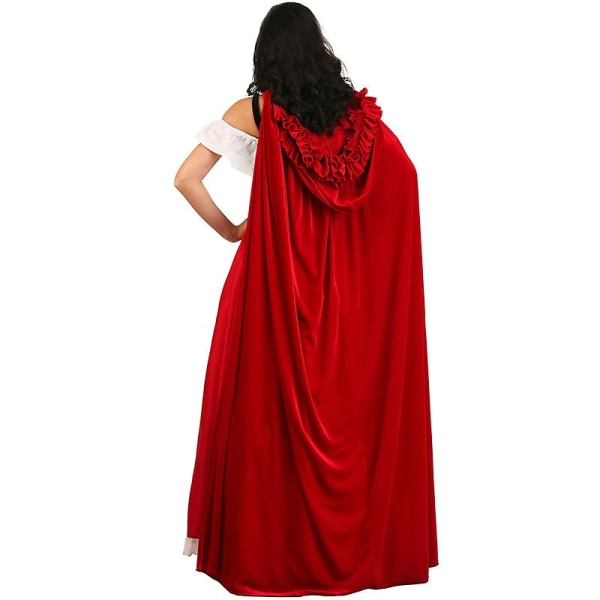 Ny lang kappe Rødhætte til kvinde Kostume Karneval Halloween Spooktacular Playsuit Cosplay Fancy festkjole Red L