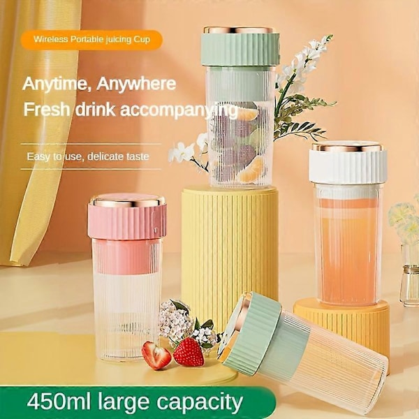 1 st, V6-bladig USB-laddningsbar portabel juicepress, Juicepress Juicekopp Automatisk Liten Elektrisk Juicepress Smoothie Mixer Krossad Iskopp Matberedare