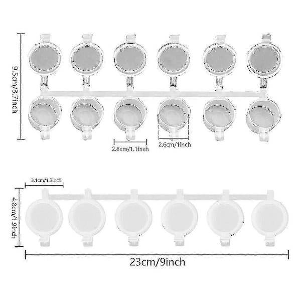 5 remsor 30 burkar Tomma färgstrips Färgkoppar, 10ml/0.35oz Mini Färgburkar Remsor Klar Plast