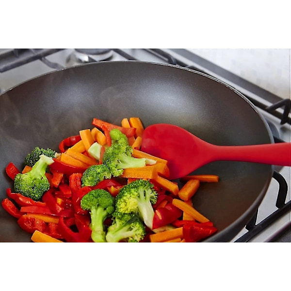 Silikone Spoonula/spatel Ske, Høj Varmebestandighed Op Til 249°C, Hygiejnisk Design i Ét Stykke, Non-Stick Gummi Køkkenredskab (Kirsebærrød) (ShiKai)