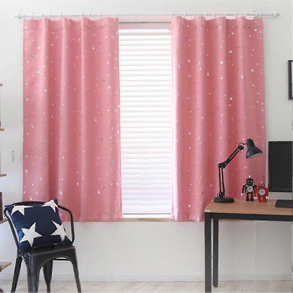 Fullständig Mörkläggningsgardin i Polyester, Mörkläggningsdraperi Sovrum Vardagsrum Dekor (rosa)