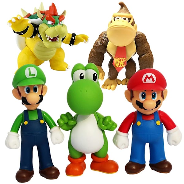 10-14 cm Super Mario Bros PVC toimintafiguurilelut nuket set Luigi Yoshi Donkey Kong sieni lapsille syntymäpäivälahjat 3pcs