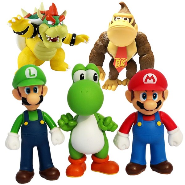 10~14cm Super Mario Bros Pvc Action Figur Legetøj Dukker Model Sæt Luigi Yoshi Donkey Kong Svampe Til Børn Fødselsdagsgaver 11cm