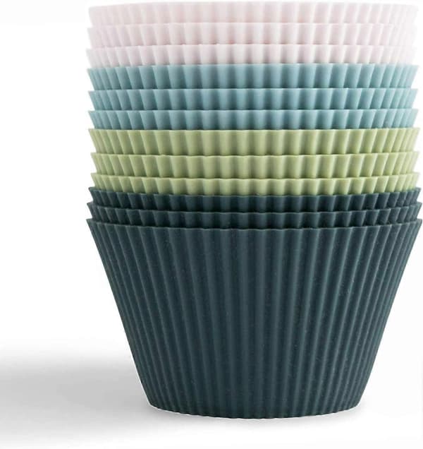 12-pack Standard Silikonmuffinsformar, 4 Färger, Återanvändbara, Tål Diskmaskin