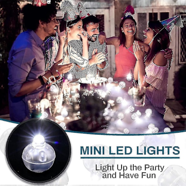100 kpl LED-ilmapallovalot Valkoinen Mini Pyöreä LED-pallovalot Pienet Vedenpitävät LED-pallolamput Ilmapalloille Paperilyhtyyn Syntymäpäiväjuhliin Hääjuhliin Festivaaliin H