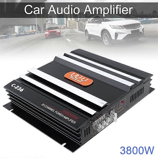 3800 W Bilforstærker 2 Kanal Sort Aluminium Legering Høj Effekt Bil Stereo Audio Effektforstærker til