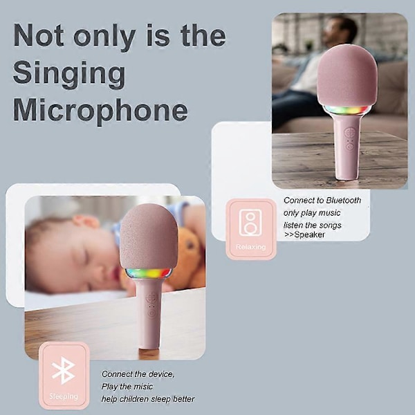 KINGLUCKY barnmikrofon LED-ljus integrerad mikrofon trådlös bluetooth familj k sång skatt
