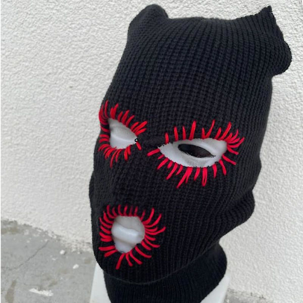 Miehet Halloween Balaclava Pelottava Naiset Neulottu Huppu Neulottu Hattu Juhla Moottoripyörä Polkupyörä Hiihto Pyöräily Hienot Pääkallon naamarit 3 black white