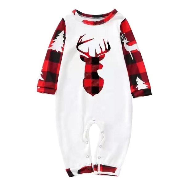 Jul familj matchande rutig älghuvud print pyjamas set Julpyjamas hemkläder Baby 12-18 Months