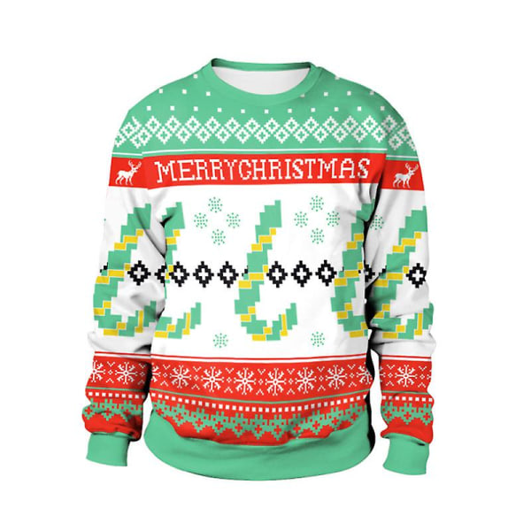 Par Juletrykt Langærmet Pullover Sweatshirt Mænd Kvinder Xmas Party Rundhals Nyhed Ugly Jumper Casual Toppe style 4 XL