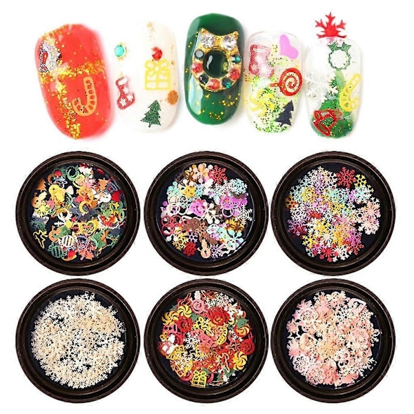 1 Burk 3D Nagelkonst Dekoration Färgglada Multiformade Glitter Paljetter Berlocker Vit