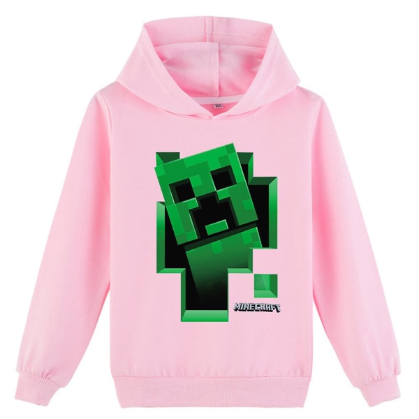 Børn Minecraft Print hættetrøje Langærmet hættetrøje Sweatshirt Drenge Piger Casual Sports Aktiv toppe Pink 10-11Years