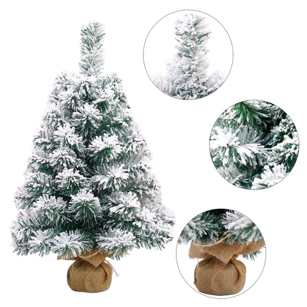 Mini juletræ kunstig flocket sne bordplade juletræ ornament 45cm