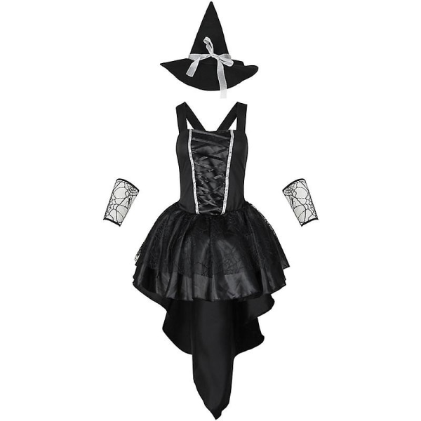 Karneval Halloween Multiclolr Tuxedo Ond Heks Til Kvinde Kostume Glamour Tutu Enchantress Rollespil Cosplay Fancy festkjole Black M