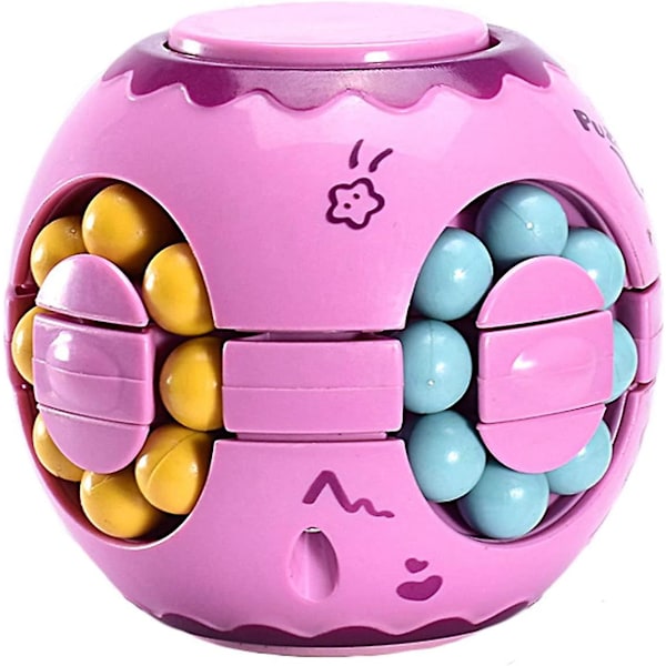 2-i-1 Roterende Fidget Spinner Magisk Bønne Infinity Cube Stress Relief Bold Voksne Børn Unisex-børn Pædagogisk Puslespil Cube Legetøj (pink)