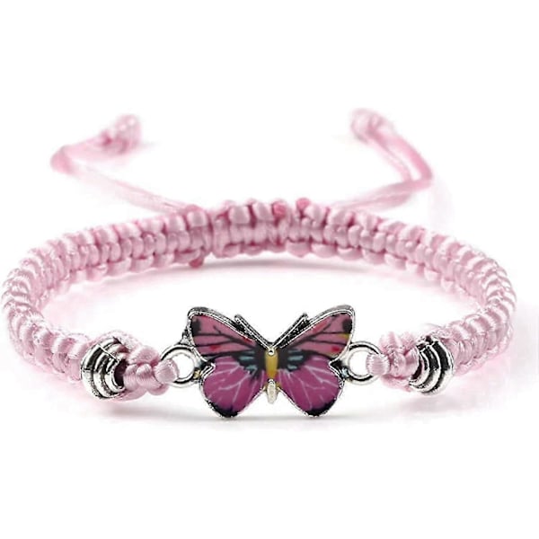 Valentinsdag håndlavede vævede søde farverige sommerfugl justerbare flettede reb snor armbånd matchende venskab par Bff søde armringe smykker til