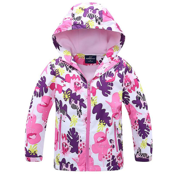 Toddler Flickor Barn Huvjacka Windbreaker Huvjacka Snow Rain Coat Ytterkläder Floral 1 10-12 Years