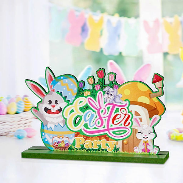 Påskhare Ägg Bokstäver Ornament Set Trä Kanin Skrivbordsdekorationer
