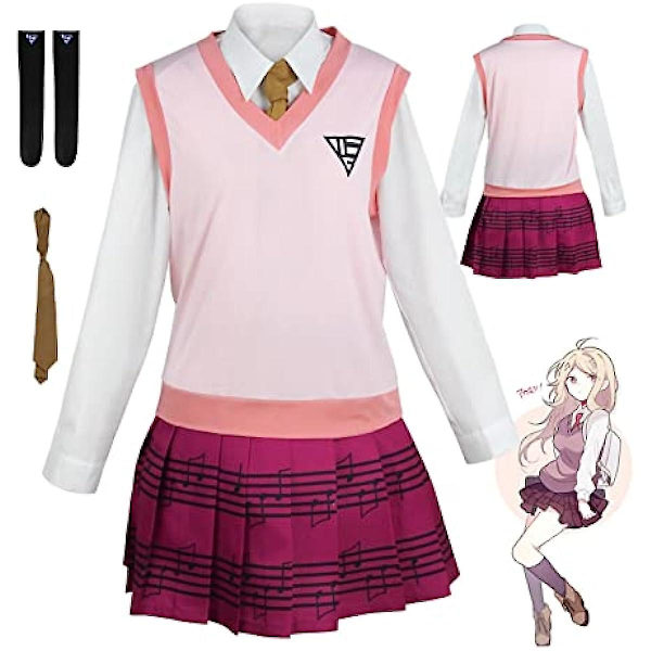 Da-nganronpa V3 Cosplay Kostym Akam-atsu Ka-ede Anime Cosplay Outfit Uniform Kläder Skjorta Kjol Kvinnor Fest Halloween Kostym XL