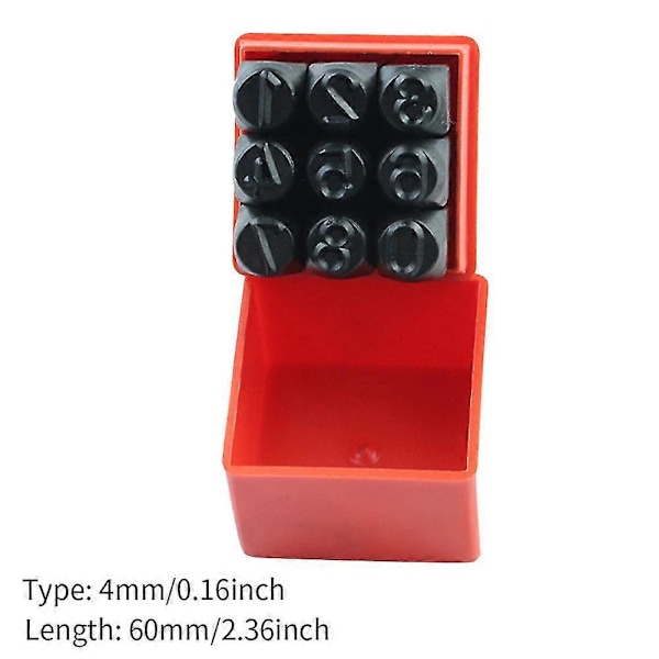 9 stk. Stål Die Nummer Punch Press Gravering Holdbar Bærbar Metall