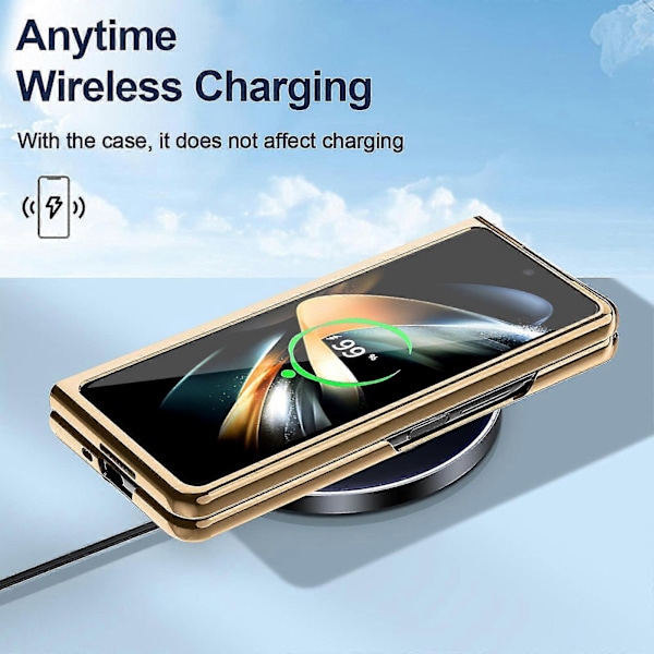 Z Fold 5 -kotelo rengaspidikkeellä ja näytönsuojalla, PU-nahkainen galvanointi All Inclusive -kotelo Samsung Galaxy Z Fold 5 5g -kotelolle