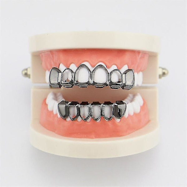 Hurtig levering Grillz Flat 8 Top og 8 Bund Sæt Grills Bling Teeth Caps Halloween Jack Napier Eric Border Kostumer Diy Prop D