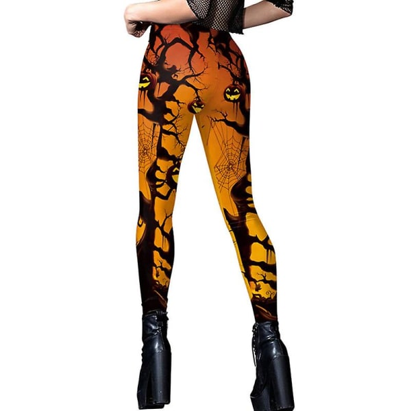 Naisten halloween kurpitsalla printed leggingsit COLOR 2 L