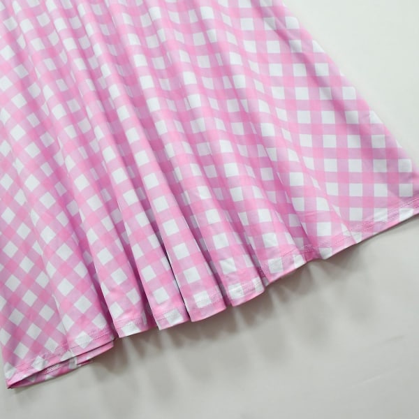 Piger Pink Prinsesse Kjole Kappe Film Barbi Cosplay Kostume Langærmede Kjoler Til Halloween Fest Outfit Halskæde Hat 21 150