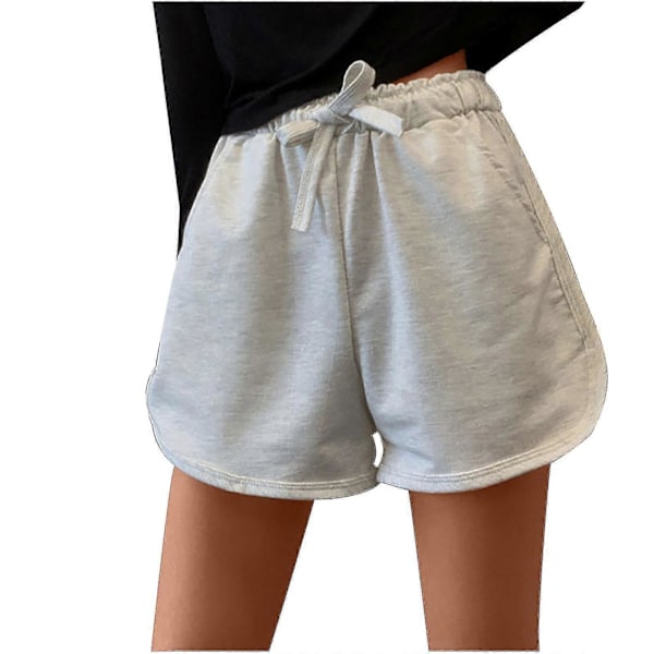 Moderigtige Dame Shorts med Snøre, Afslappet Elastisk Talje, Løse Ensfarvede Shorts Bukser