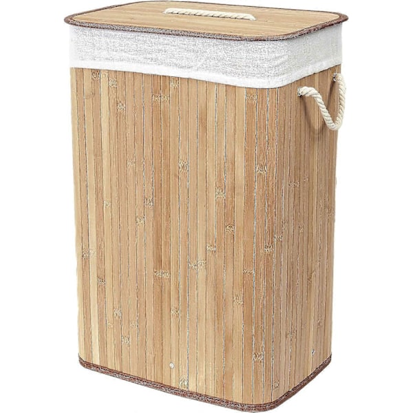 Sammenleggbar rektangulær kleskurv, bambus, 40 x 30 x 60 cm