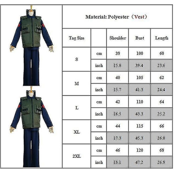 Cosplay Festdräkt Naruto Anime Hatake Kakashi Väst Jacka+toppar+byxor Set Outfits Set Vuxna Presenter S