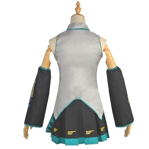 Hurtig forsendelse Miku kostume Japan midi kjole kvindelige outfits til halloween nytår fest fulde sæt med paryk Costume set Xs