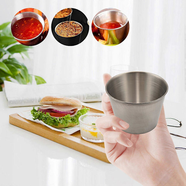 24-pack såsskålar i rostfritt stål, kommersiell kvalitet, dippsåsskålar, ramekin C