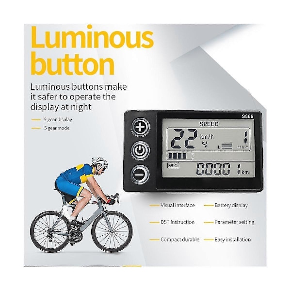 24v-60v S866 Controller Panel Instrumentbræt Vandtæt Elcykel Lcd Display Til Elektrisk E-cykel Sc
