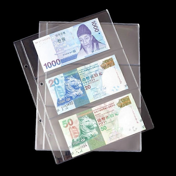 Indlægsark til ringbind Opbevaring Pengeseddel Note Valuta Holder Samling