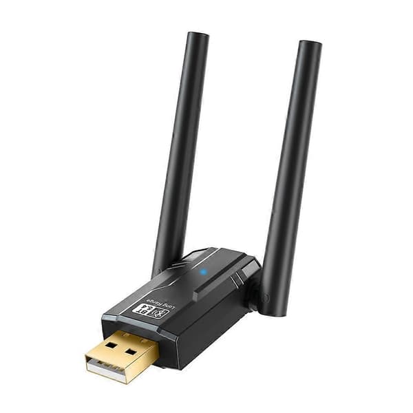 150 meter Bt5.4 Bluetooth-adapter, driverfri datamaskin USB Bluetooth lydhodesett mottaker/sender med antenne Black