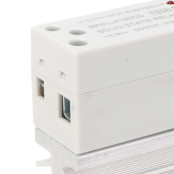DC DC 120A DIN-skinne Solid State Relæ Enkeltfaset SSR-modul med køleplade Input 3‑32VDC Output 5‑