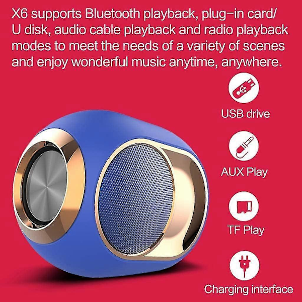 Nya Modeller Bluetooth 5.0 Subwoofer Stereo Hi-fi Tws Trådlös Bluetooth Högtalare Stöd För U Disk (blå)