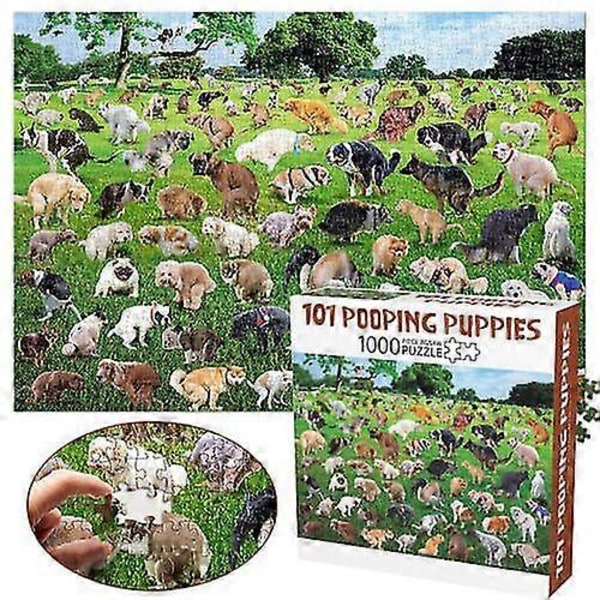 1000 Brikker Puslespil, 101 Lortende Hvalpe Puslespil, Hunde der Skider Puslespil, Sjov Juleferie