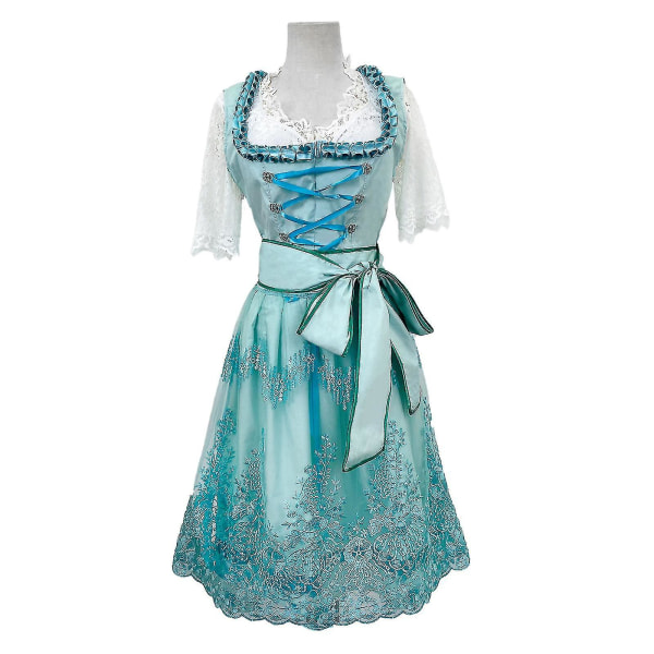 Hurtig levering Kvinder Tysk Dirndl Kjole Kostumer Til bayersk Oktoberfest Halloween Carnival Høj kvalitet Light green 2XL